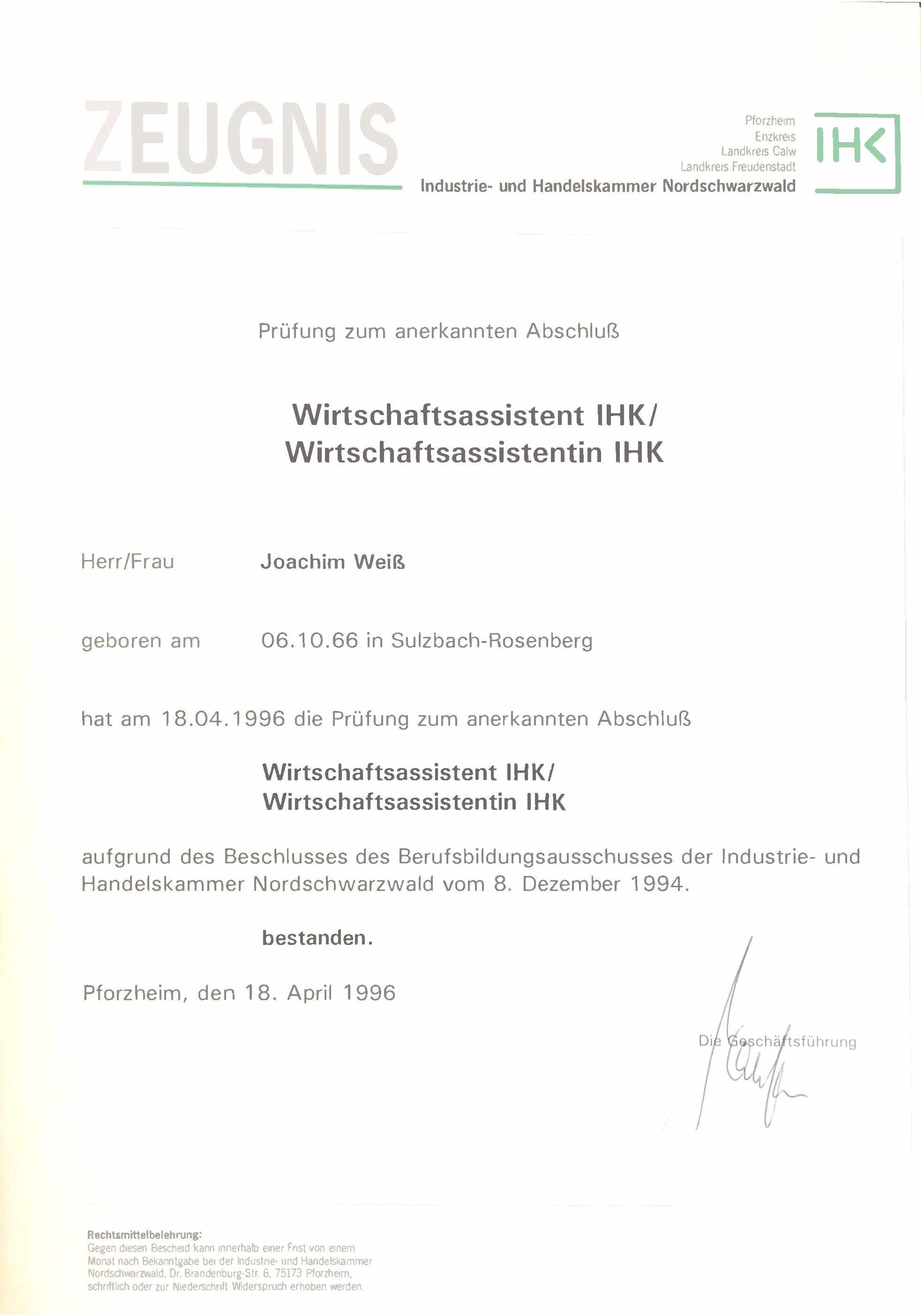 Wirtschaftsassistent IHK